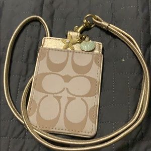 Coach leather lanyard